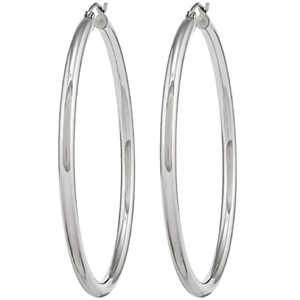 QVC hollow silver hoops 3 inches